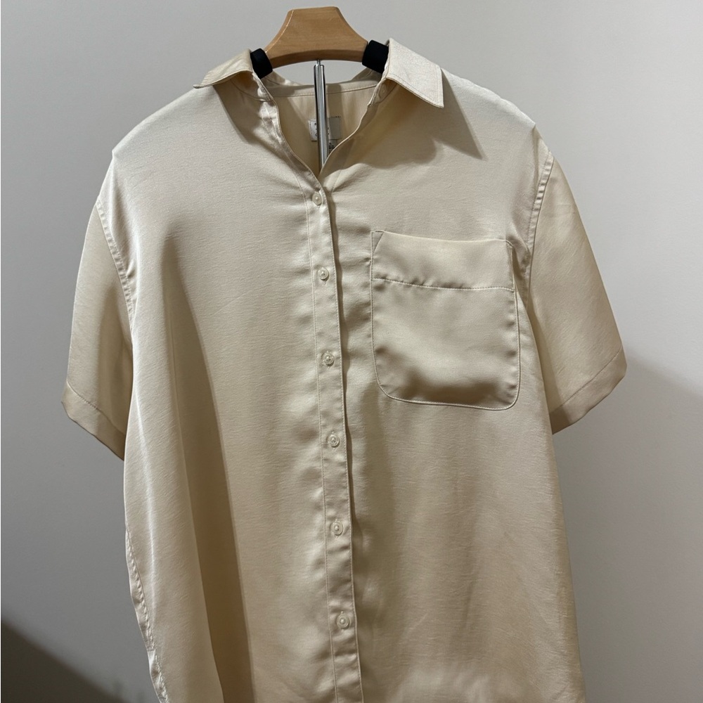 a new day Men's Beige Button Down Shirt